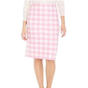 Jcrew gingham lilac pink and white pencil skirt